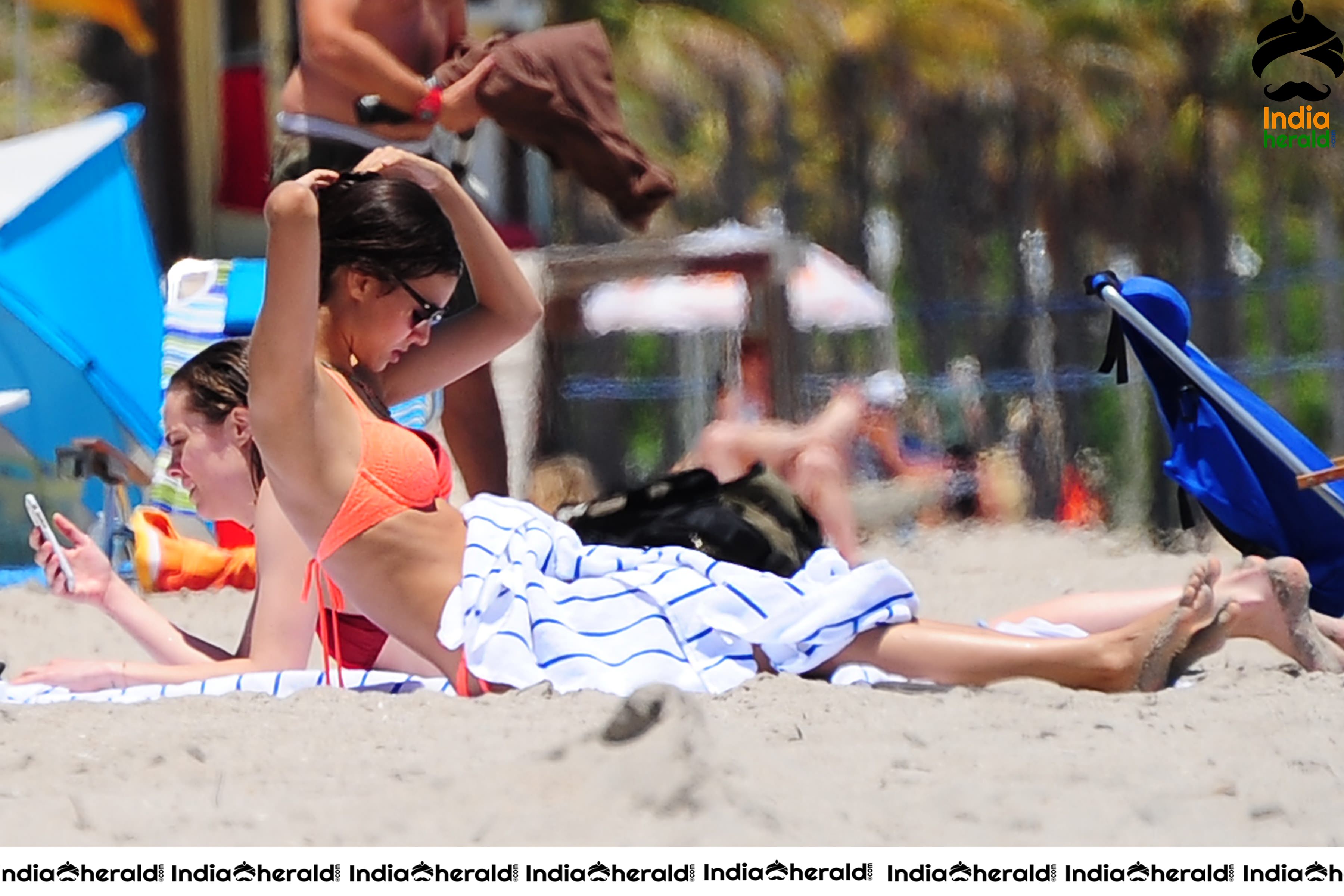 Victoria Justice Wearing a Neon Lace Bikini at Fort Lauderdale Beach Set 3