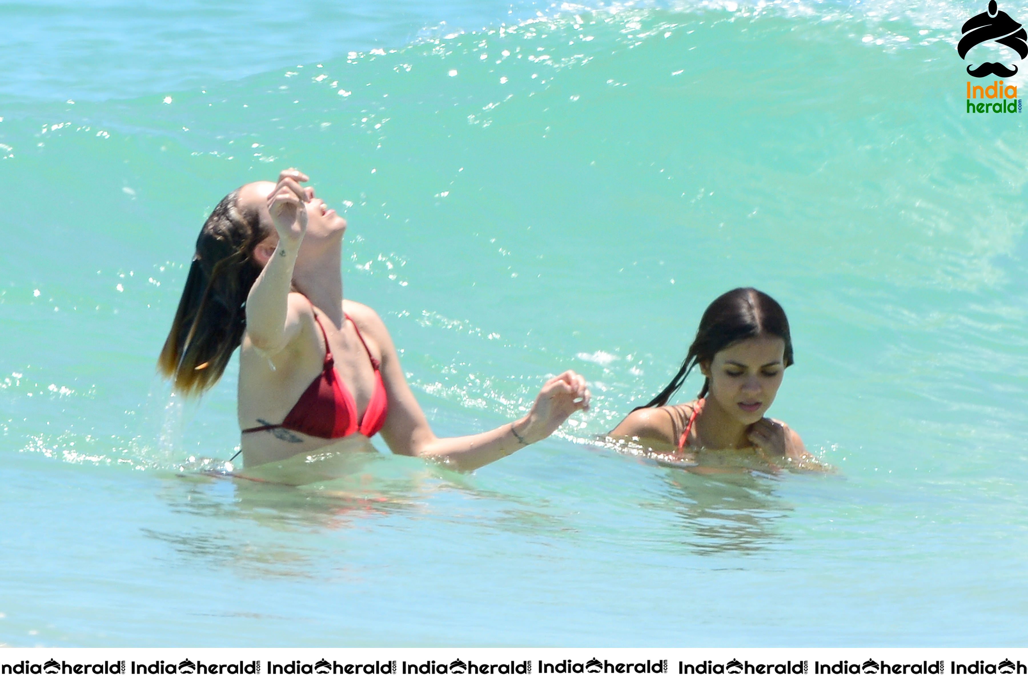 Victoria Justice Wearing a Neon Lace Bikini at Fort Lauderdale Beach Set 3