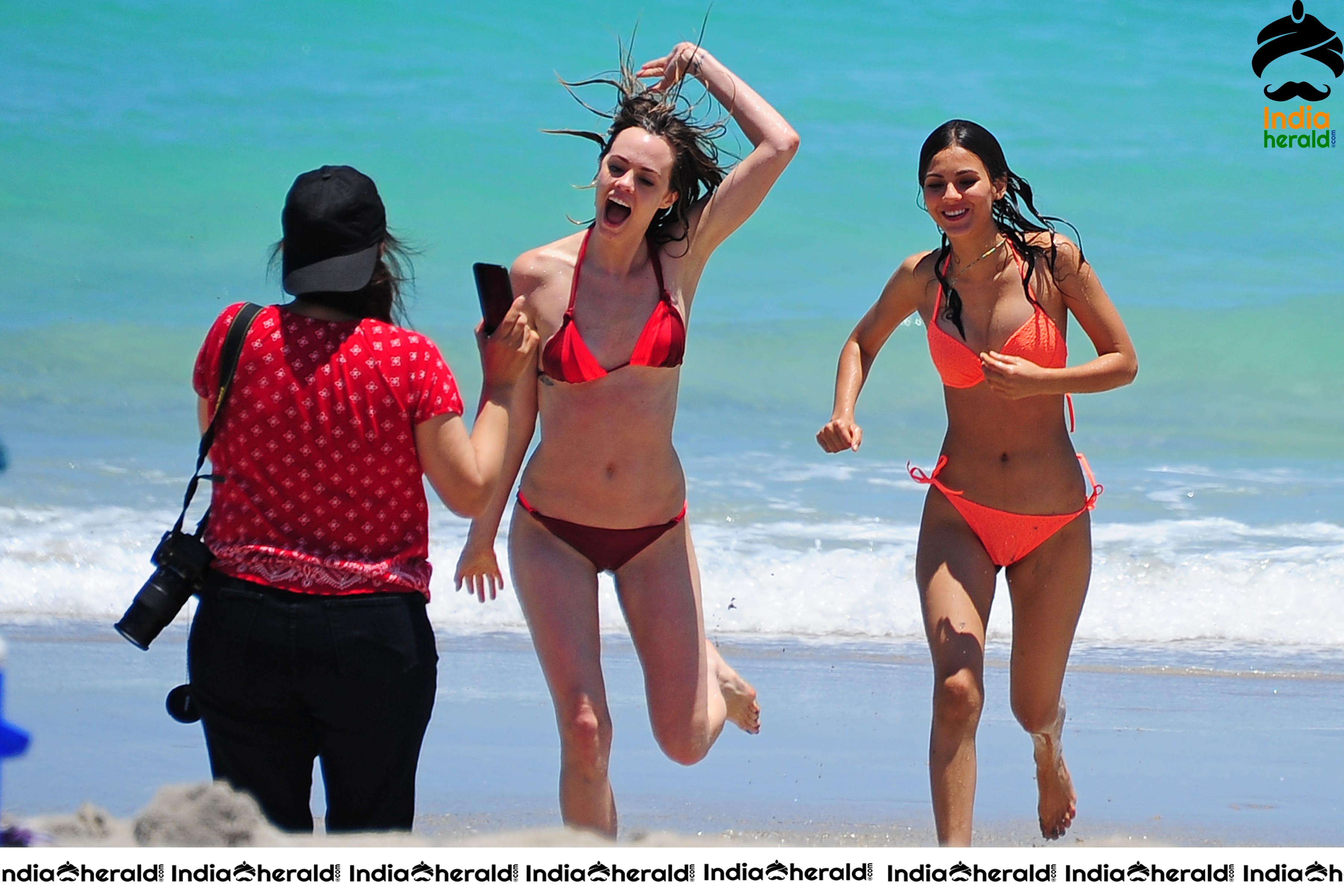 Victoria Justice Wearing a Neon Lace Bikini at Fort Lauderdale Beach Set 3