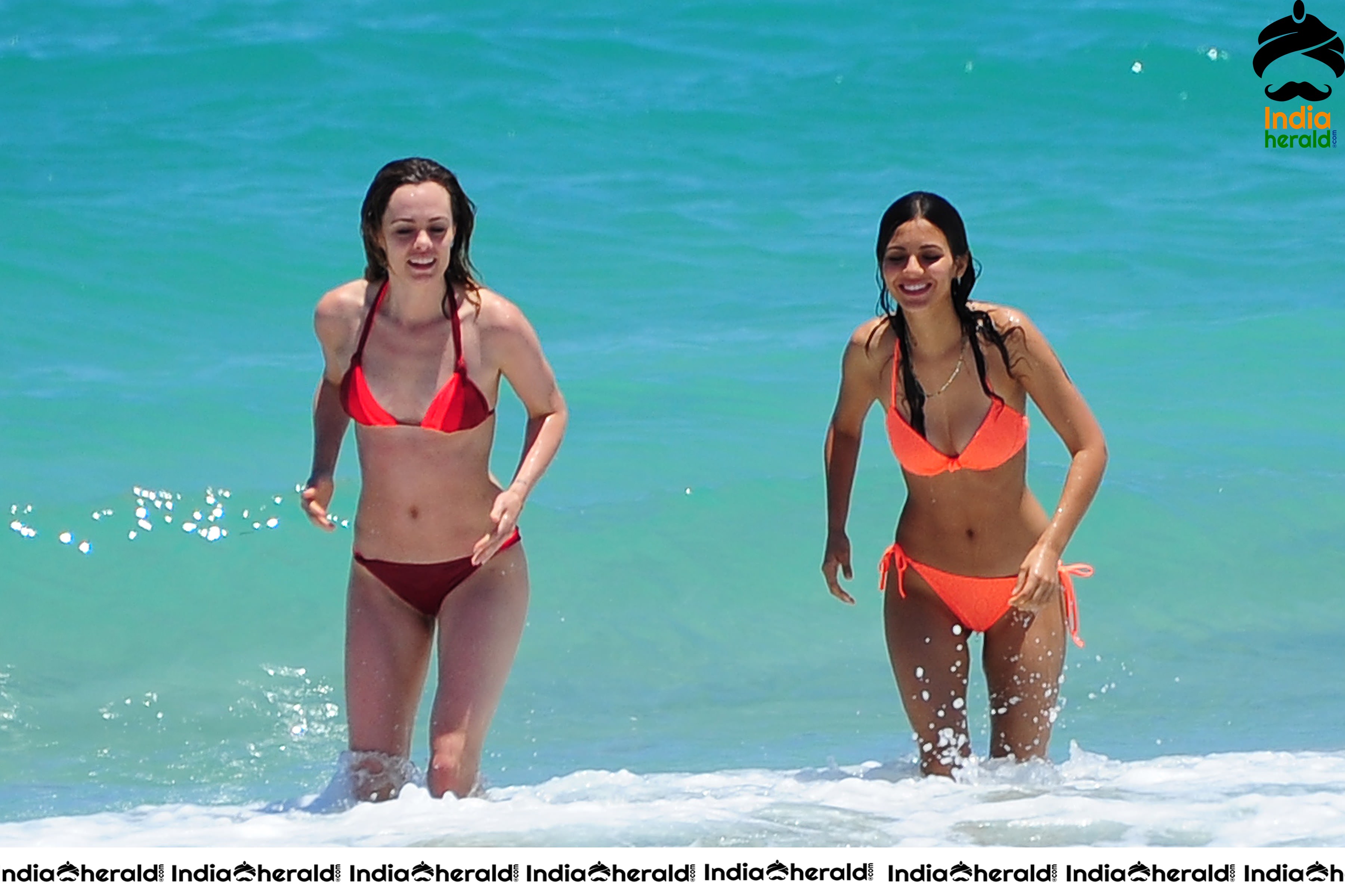 Victoria Justice Wearing a Neon Lace Bikini at Fort Lauderdale Beach Stills Set 1