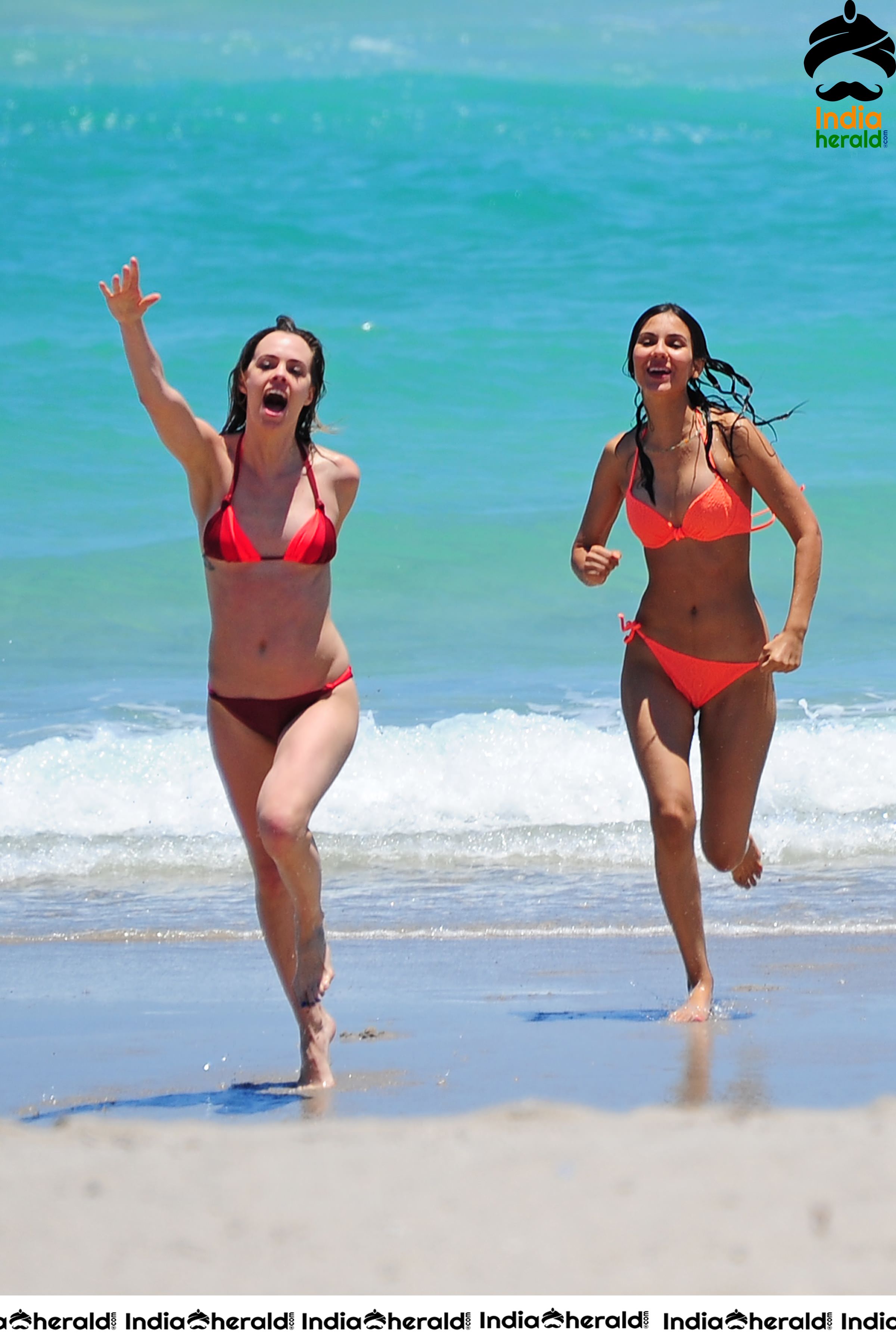 Victoria Justice Wearing a Neon Lace Bikini at Fort Lauderdale Beach Stills Set 1