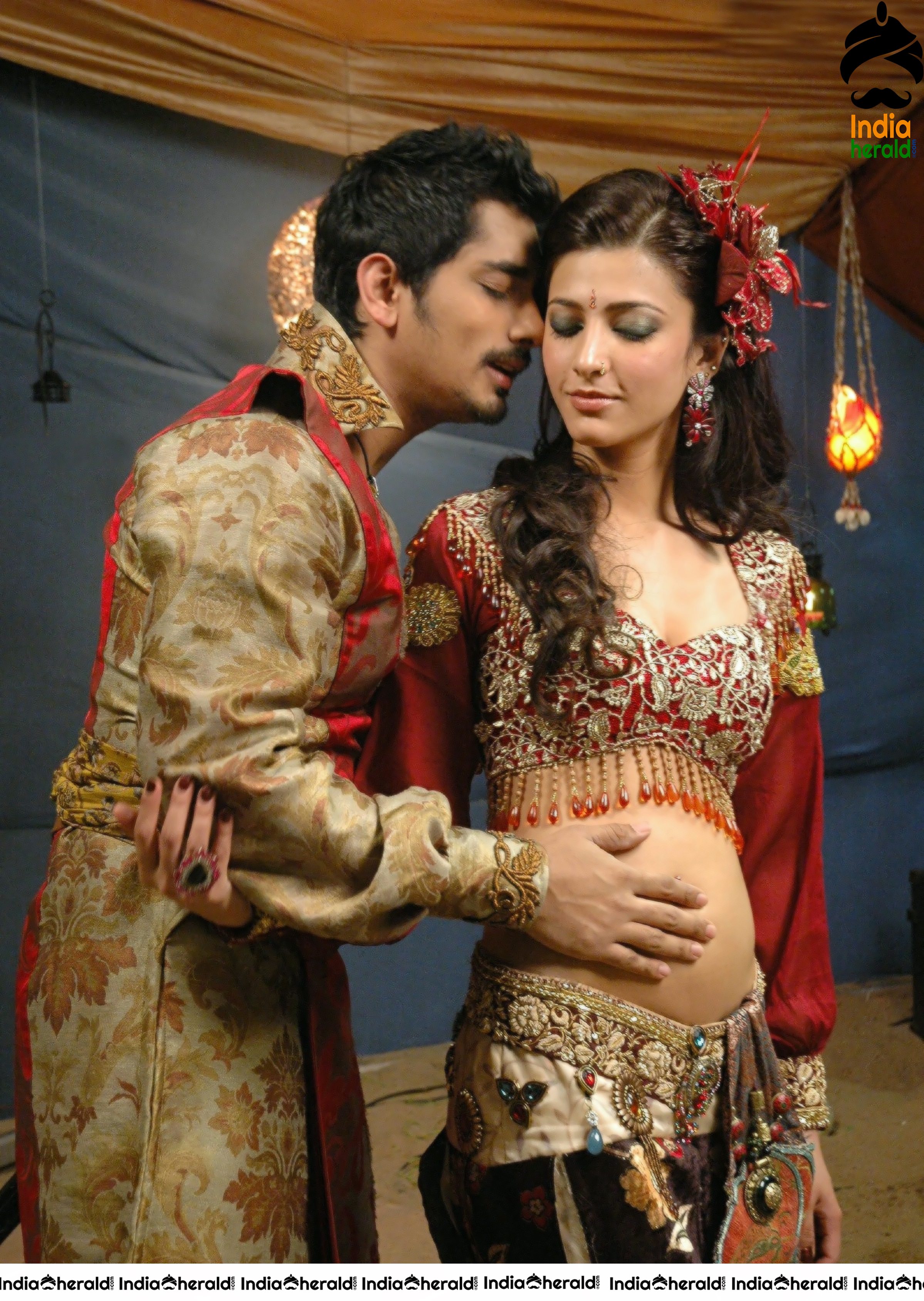 When Sid was rubbing Shruti Haasan Belly and Navel and Enjoys it Set 1