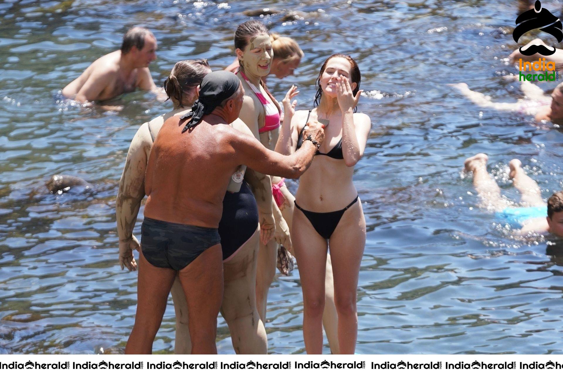 Zoey Deutch Enjoying in Beach in Bikini with her Friends