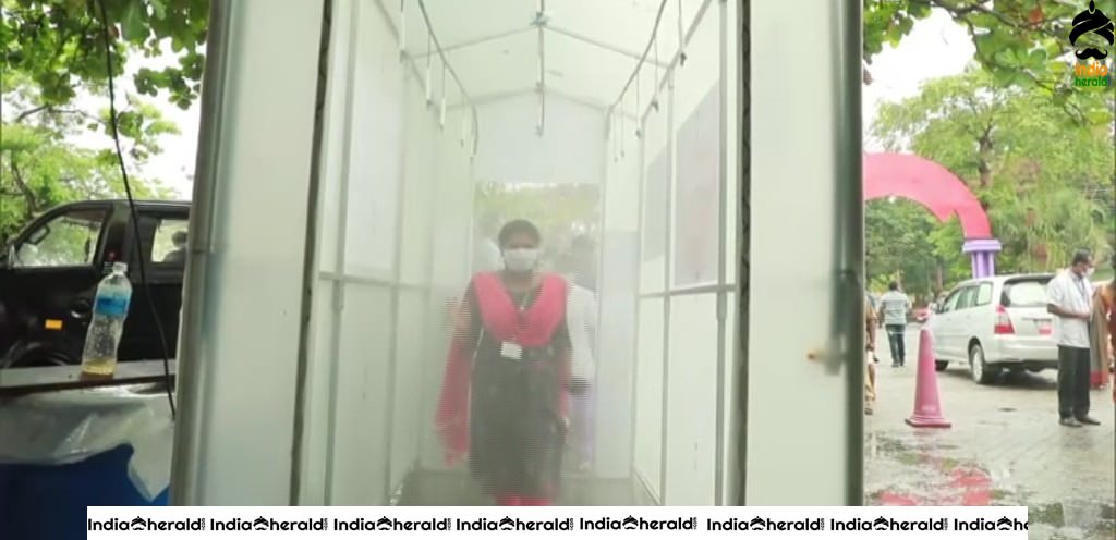 A sanitization tunnel has been installed at the entrance of Thrissur General Hospital amid Corona Virus outbreak