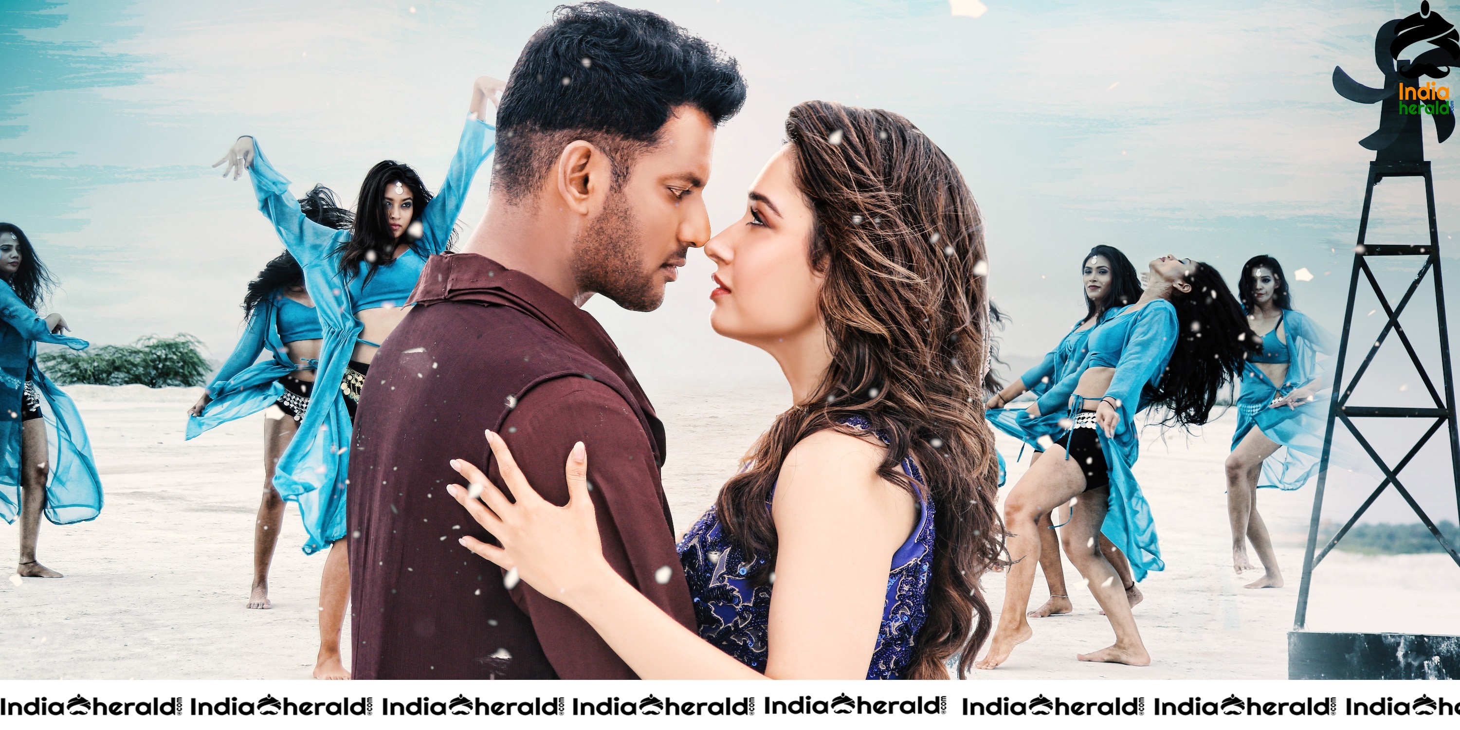 Action Movie Latest HD Telugu Poster and Still featuring Tamanna and Vishal