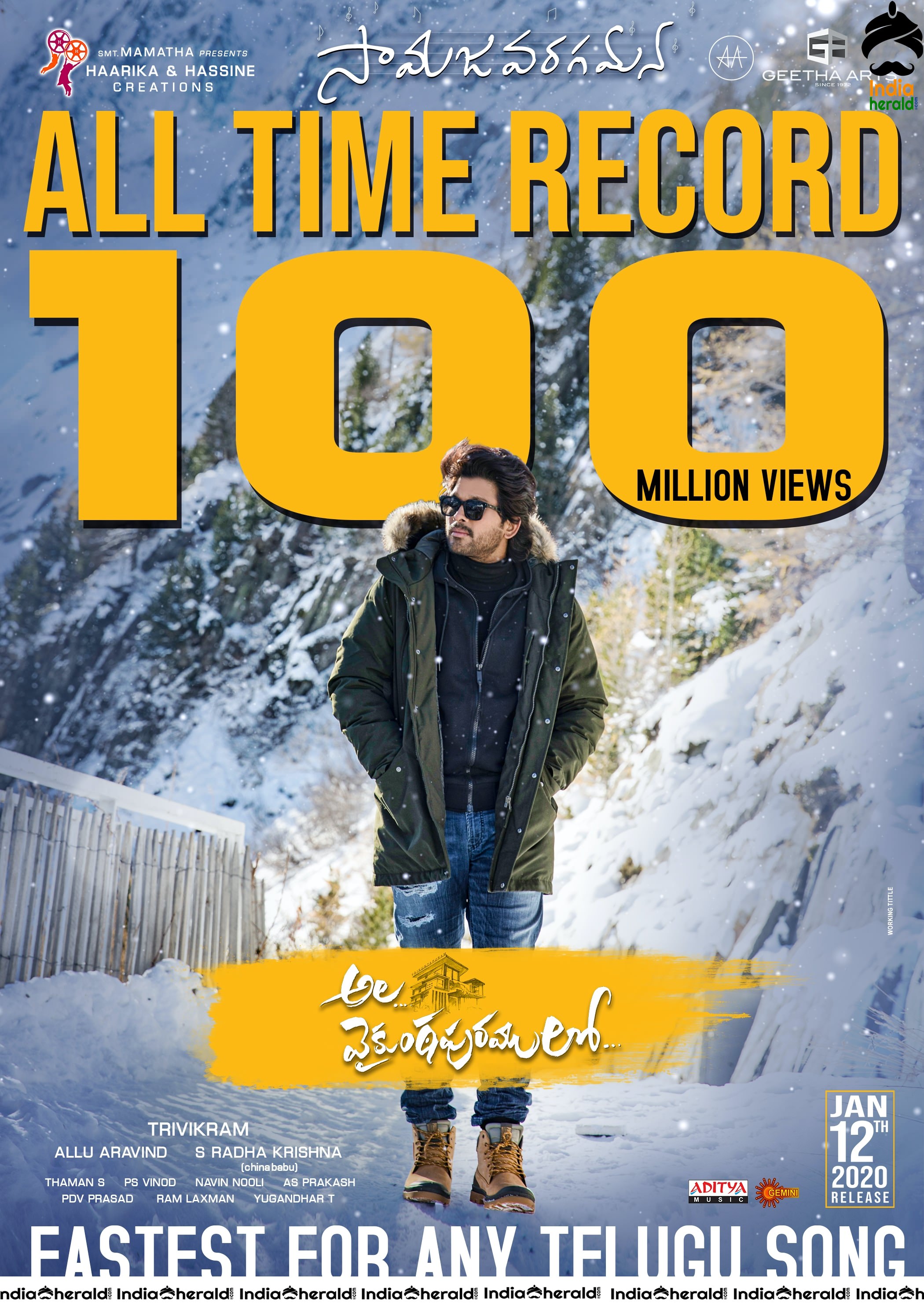 Ala Vaikunthapurramuloo 1 Million Likes and 100 Million Views Posters and Stills