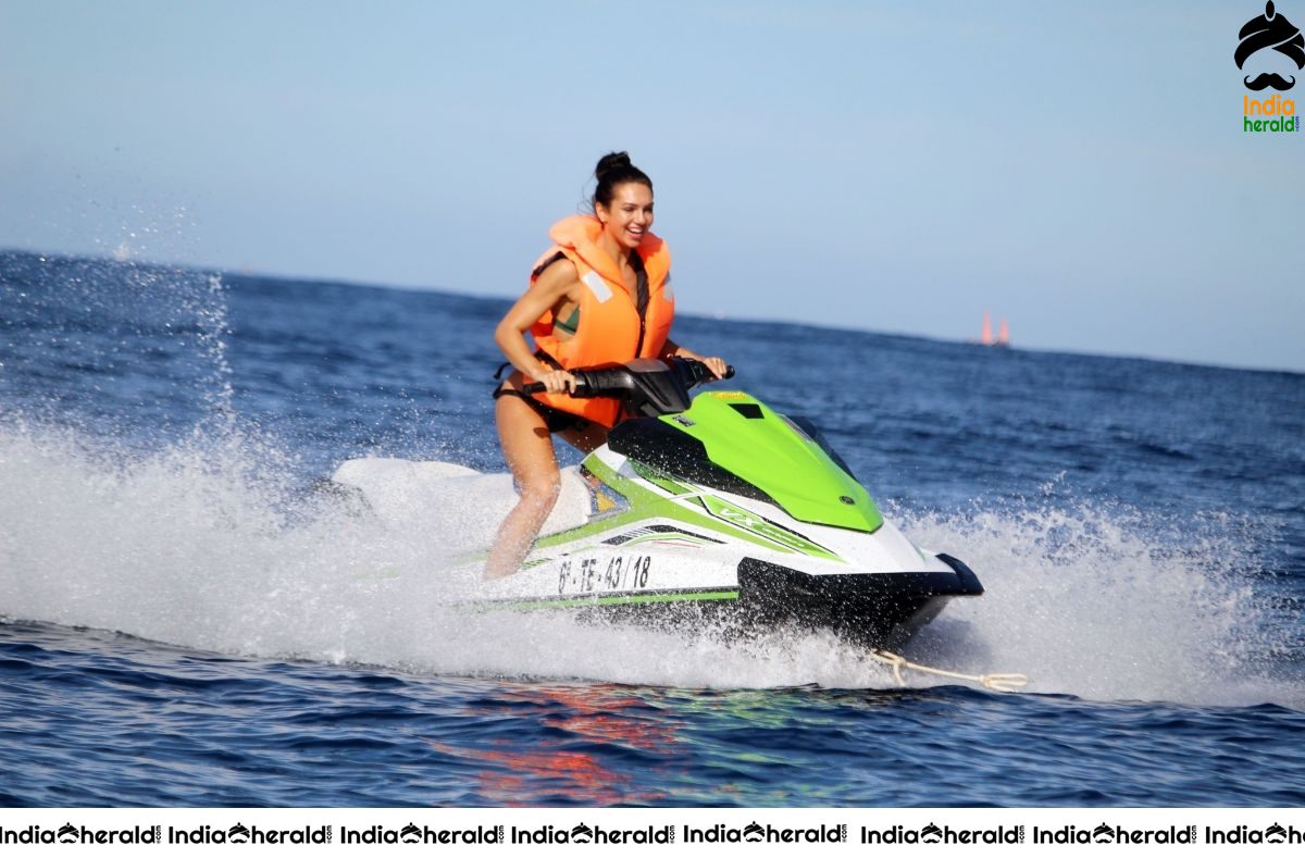 Alexandra Cane in Bikini Riding a Jet Ski in Tenerife