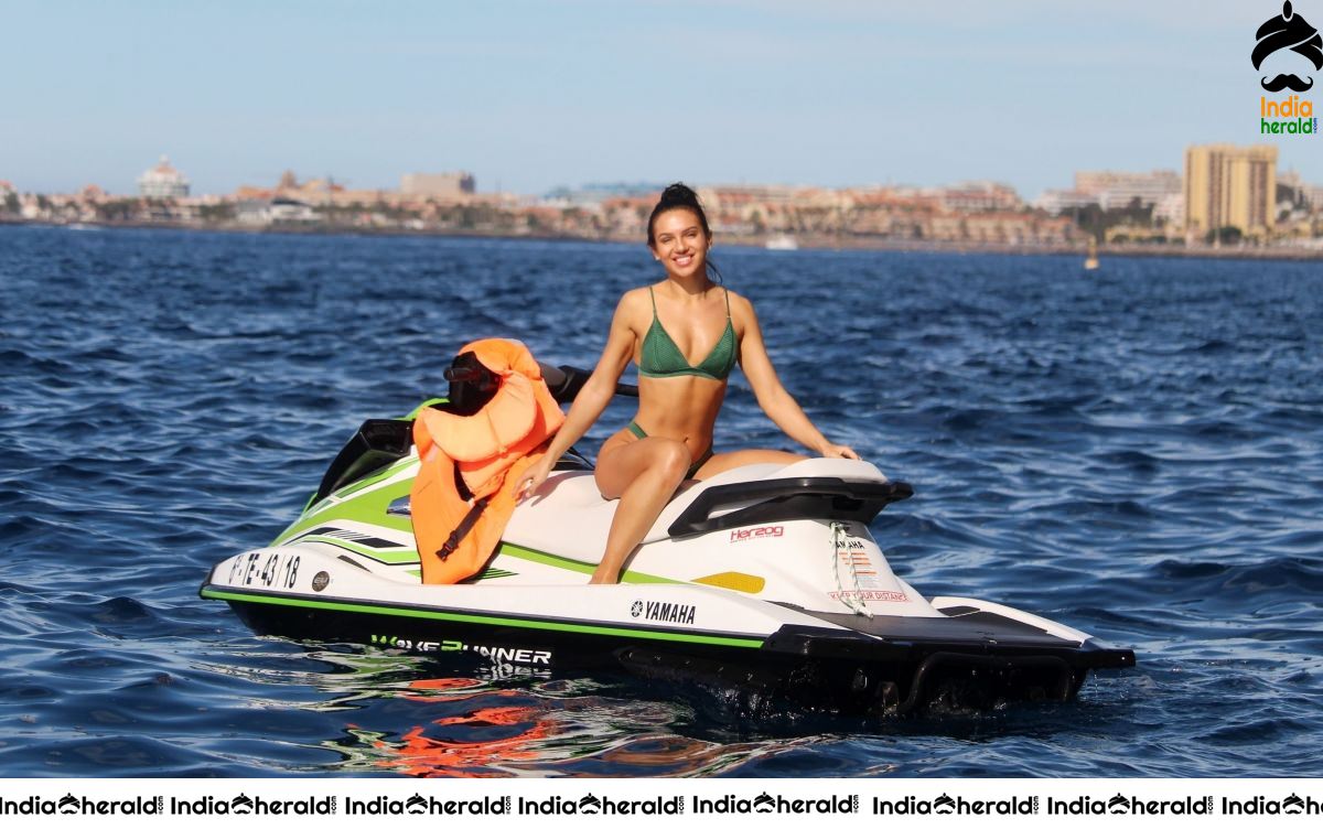 Alexandra Cane in Bikini Riding a Jet Ski in Tenerife