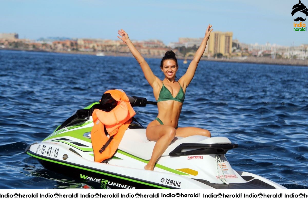 Alexandra Cane in Bikini Riding a Jet Ski in Tenerife