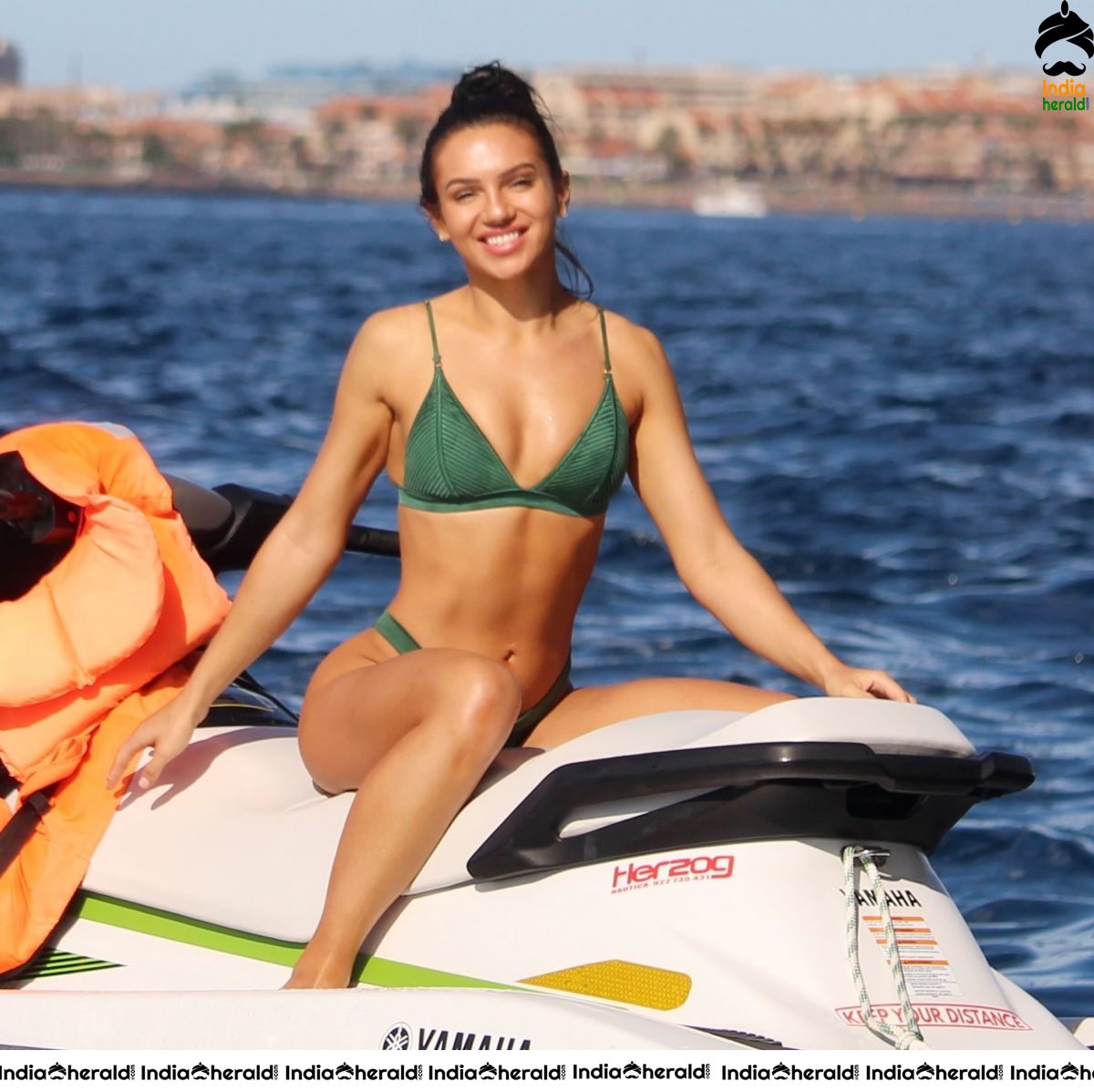 Alexandra Cane in Bikini Riding a Jet Ski in Tenerife
