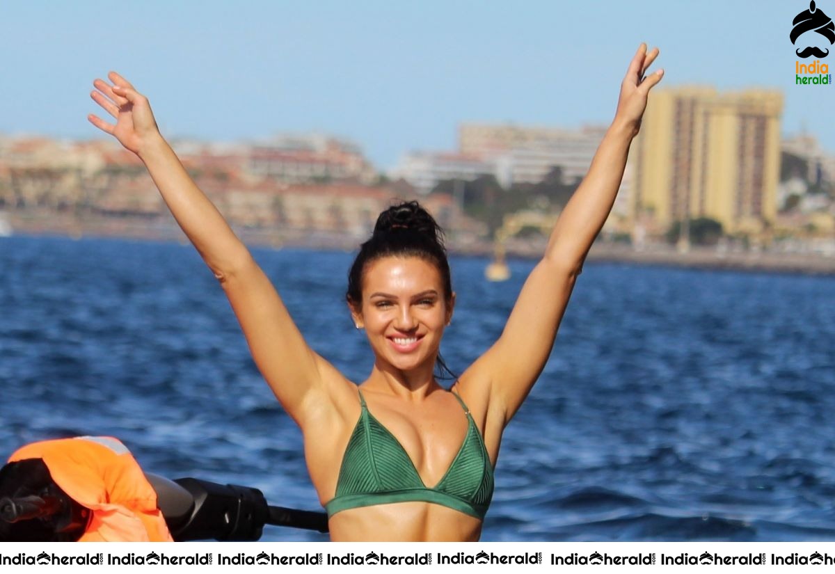 Alexandra Cane in Bikini Riding a Jet Ski in Tenerife