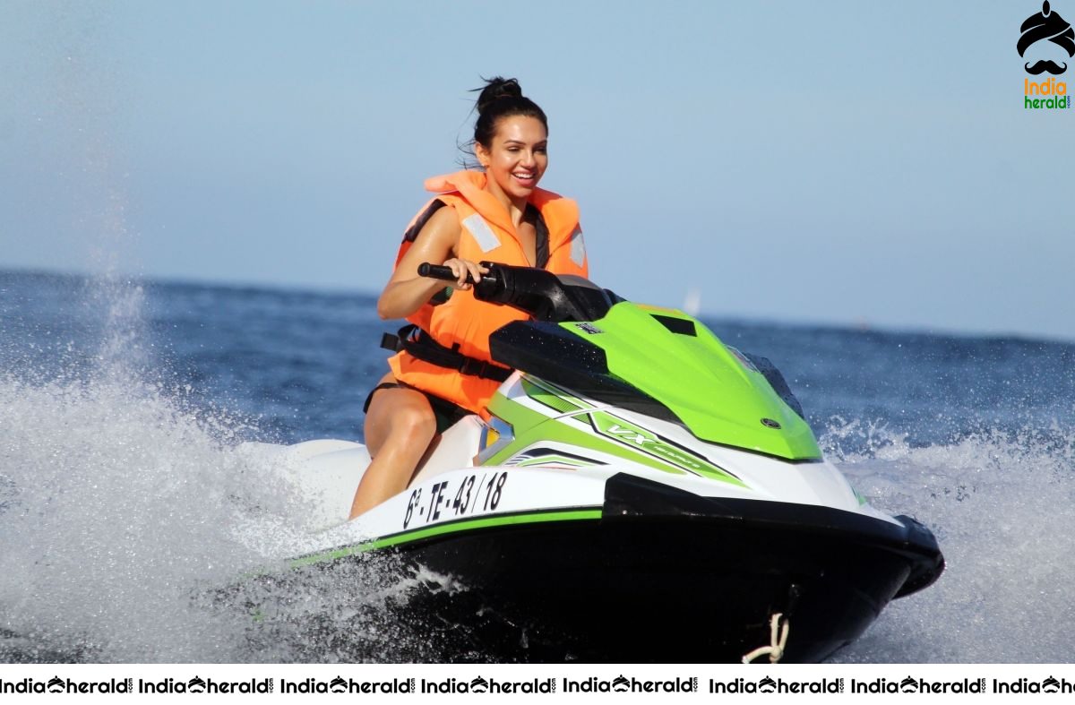 Alexandra Cane in Bikini Riding a Jet Ski in Tenerife