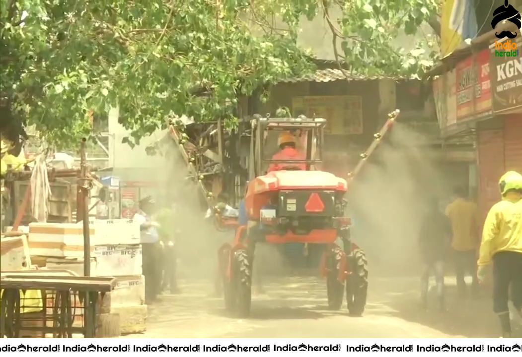 Fire brigade in Mumbai uses advanced level areal mist blowing to disinfect the locality amid COVID19 Outbreak