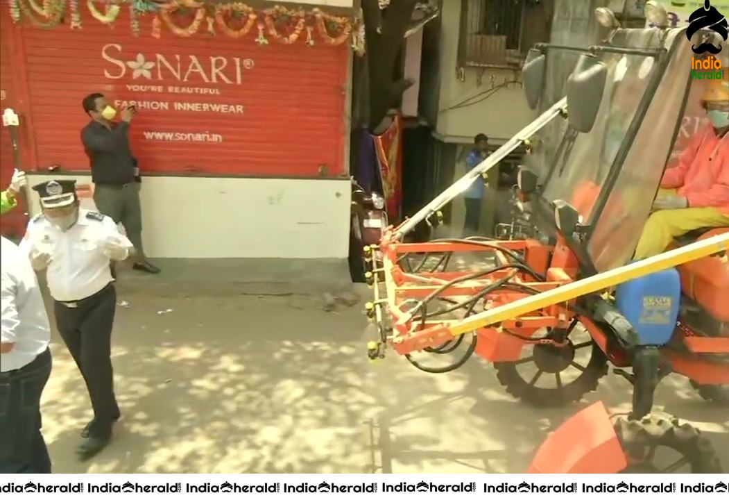 Fire brigade in Mumbai uses advanced level areal mist blowing to disinfect the locality amid COVID19 Outbreak