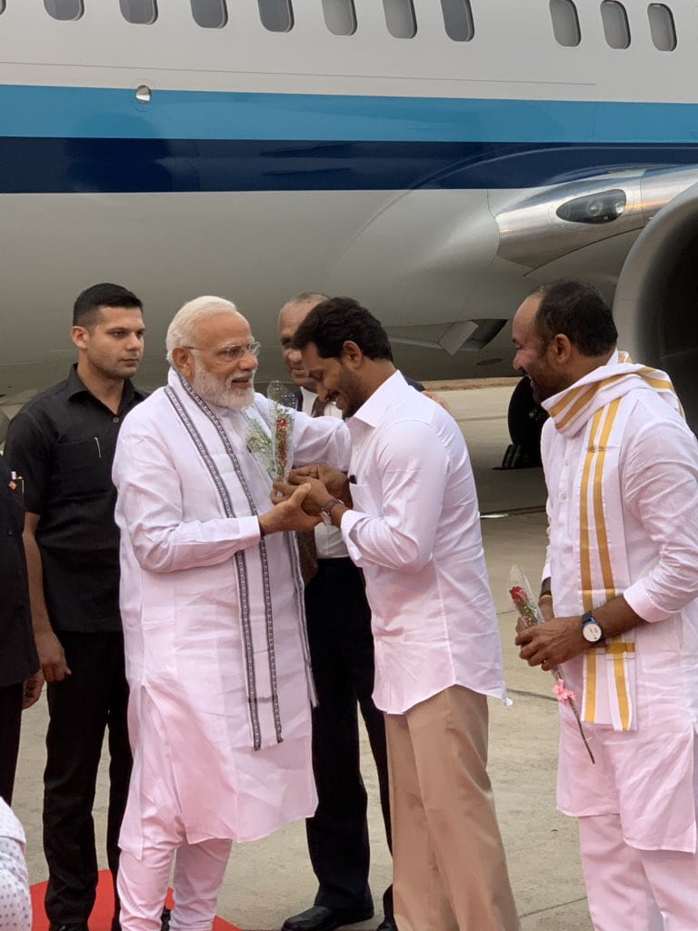 PM Narendramodi landed in Tirupati