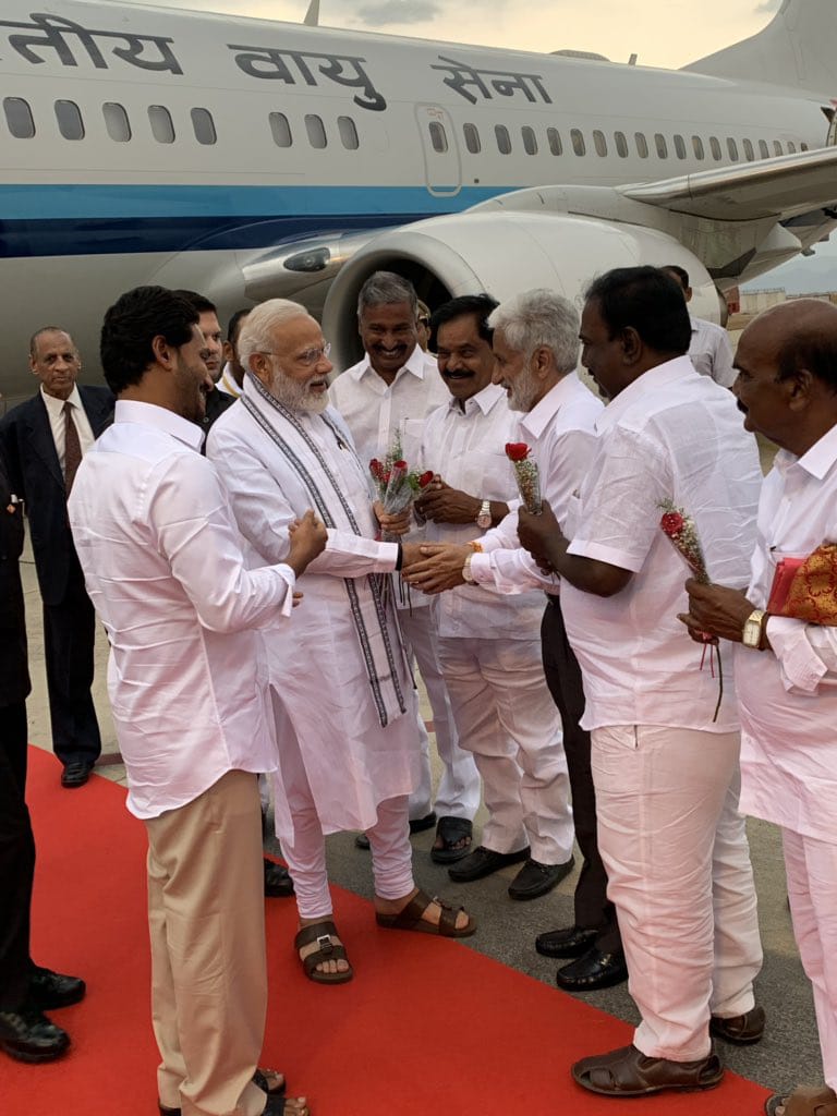 PM Narendramodi landed in Tirupati