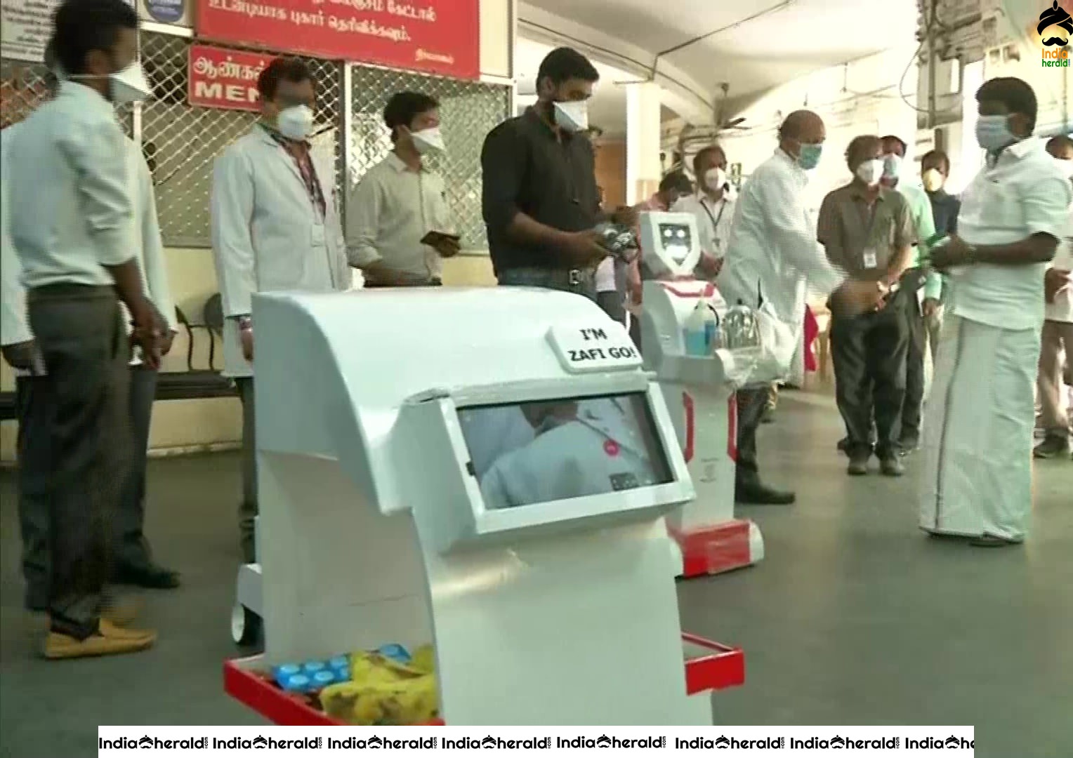 Robots are deployed at Chennai Govt Stanley Medical College and Hospital to serve food and medicines to COVID19 positive persons