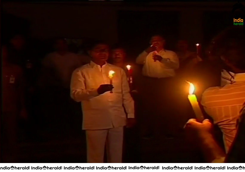 Telangana CM KCR light up a candle to mark India fighting against Corona Virus