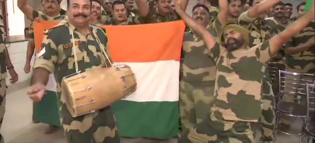 Border Security Force Jawans Cheer For Team India At BSF Head Quarters