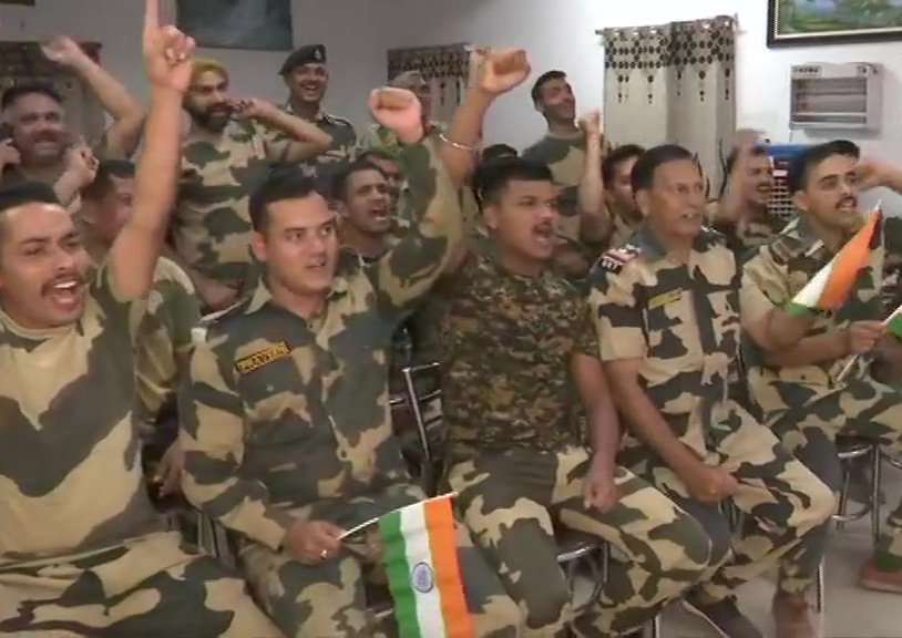 Border Security Force Jawans Cheer For Team India At BSF Head Quarters