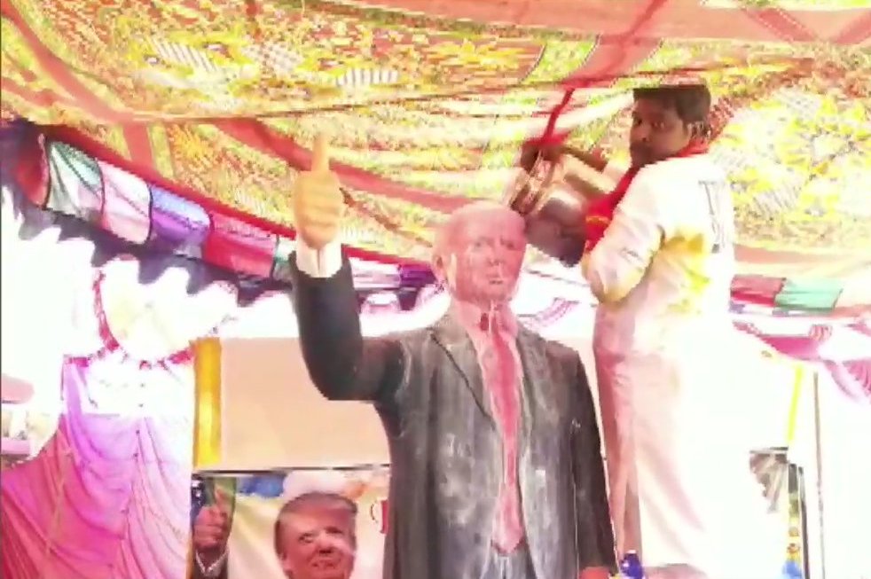 Bussa Krishna Installed A 6 Feet Statue Of US President Donald Trump In Telangana