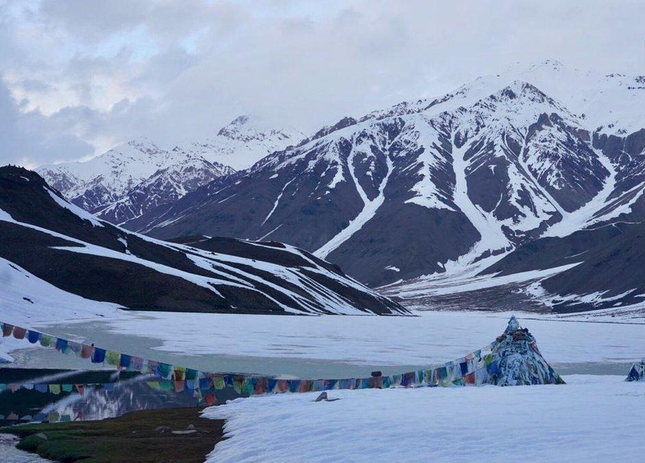 First Visuals Of Snow Clad Chandratal Lake In Lahaul Spiti District After The Winter Season