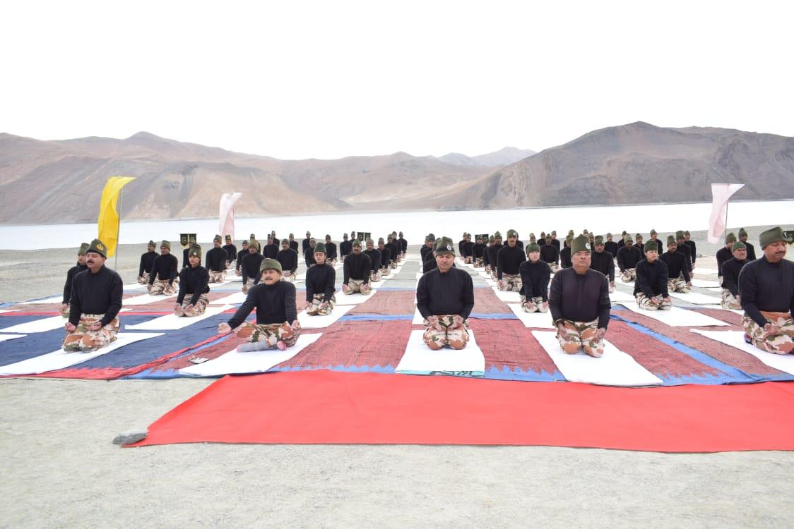 Indo Tibetan Border Police Practiced Yoga In Lukung