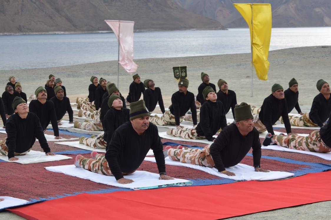 Indo Tibetan Border Police Practiced Yoga In Lukung