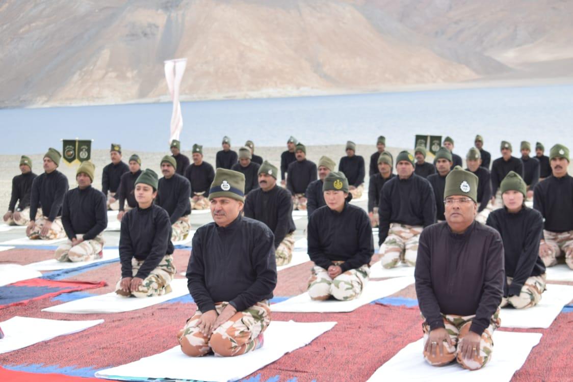 Indo Tibetan Border Police Practiced Yoga In Lukung