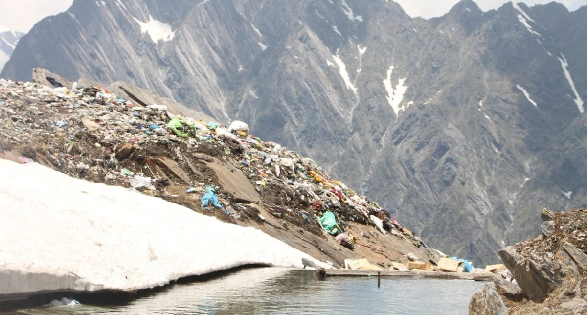 Plastic Waste Seen In Hemkund At The Origin Of Stream Himganga
