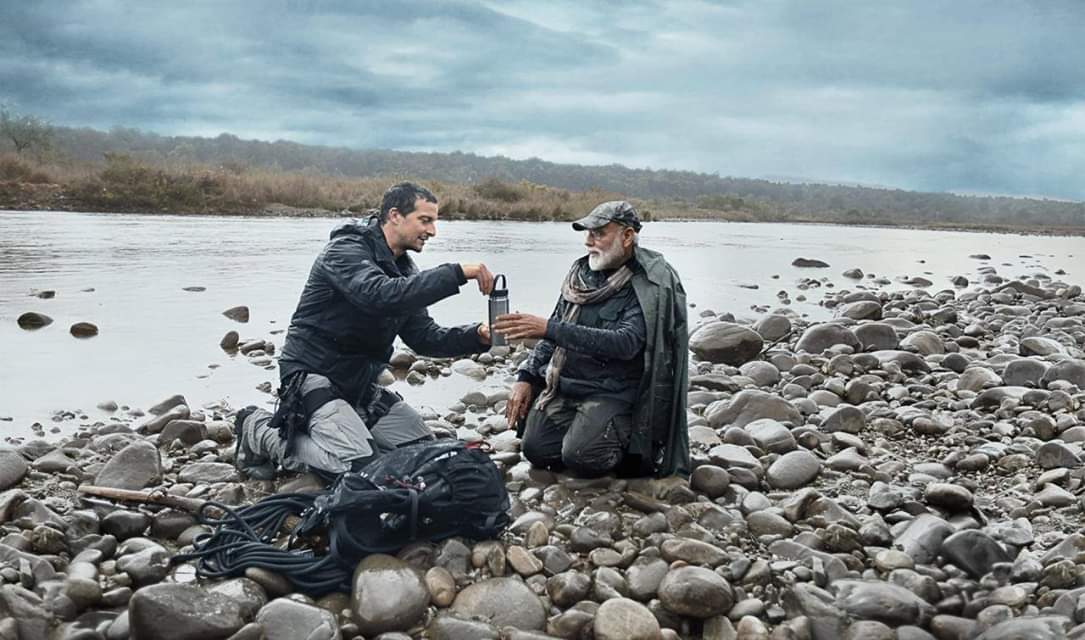 PM Modi With Bear Grylls For Man Vs Wild Tv Show