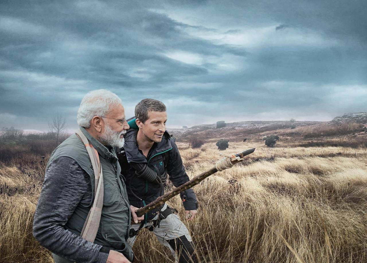 PM Modi With Bear Grylls For Man Vs Wild Tv Show