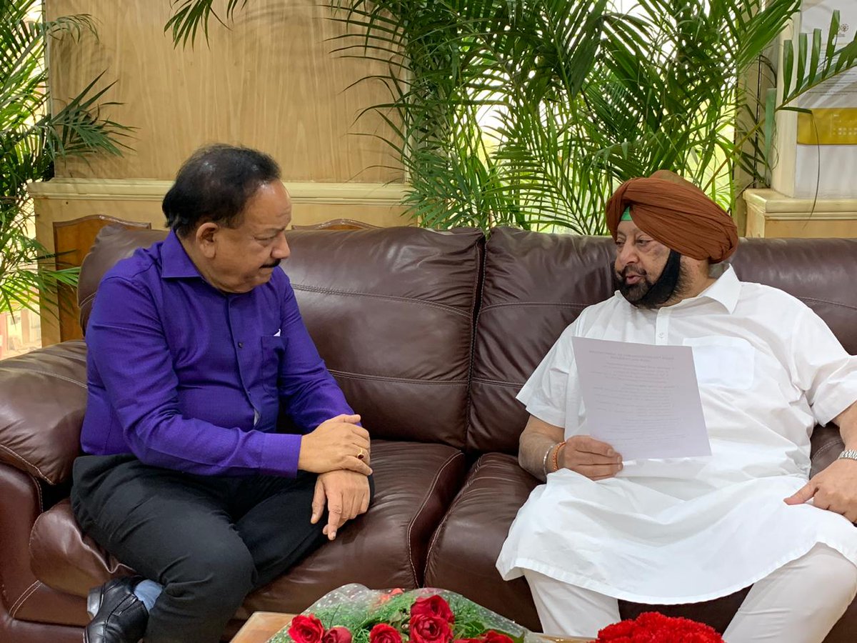 Punjab CM Captain Amarinder Singh Meets Union Minister Dr Harsh Vardhan