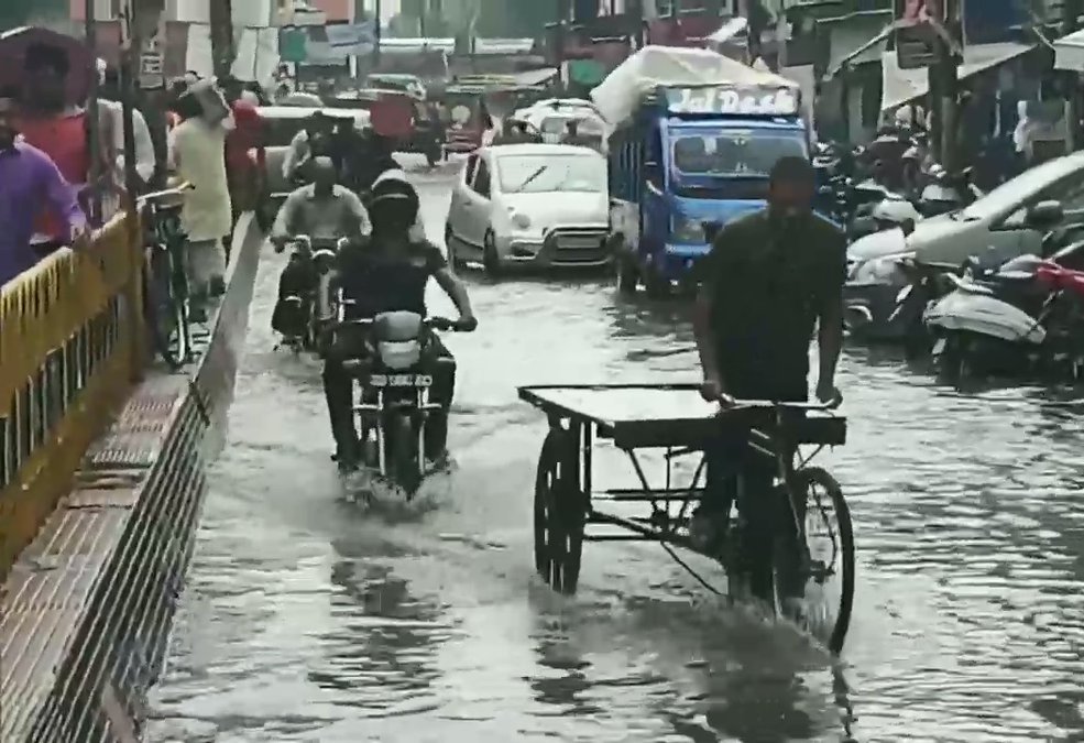 Streets In Moradabad Waterlogged Due To Huge Rainfall