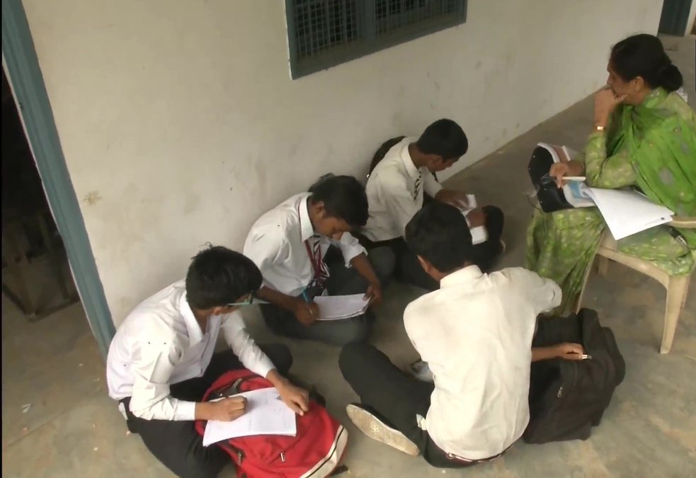 Students Study Outside As Classrooms Are Filled With EVMs At A Govt School In Ludhiana