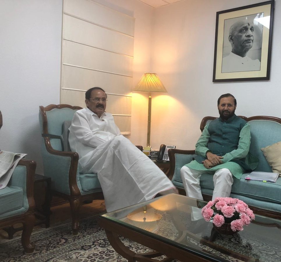 Union Environment Minister Prakash Javadekar Met Vice President Venkaiah Naidu