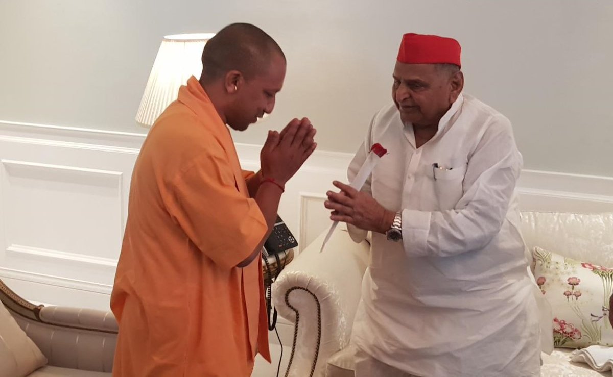 UP CM Yogi Adityanath Meets SP Leader Mulayam Singh Yadav