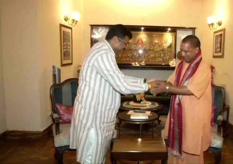 UP CM Yogi Adityanath Meets Union Minister Dharmendra Pradhan