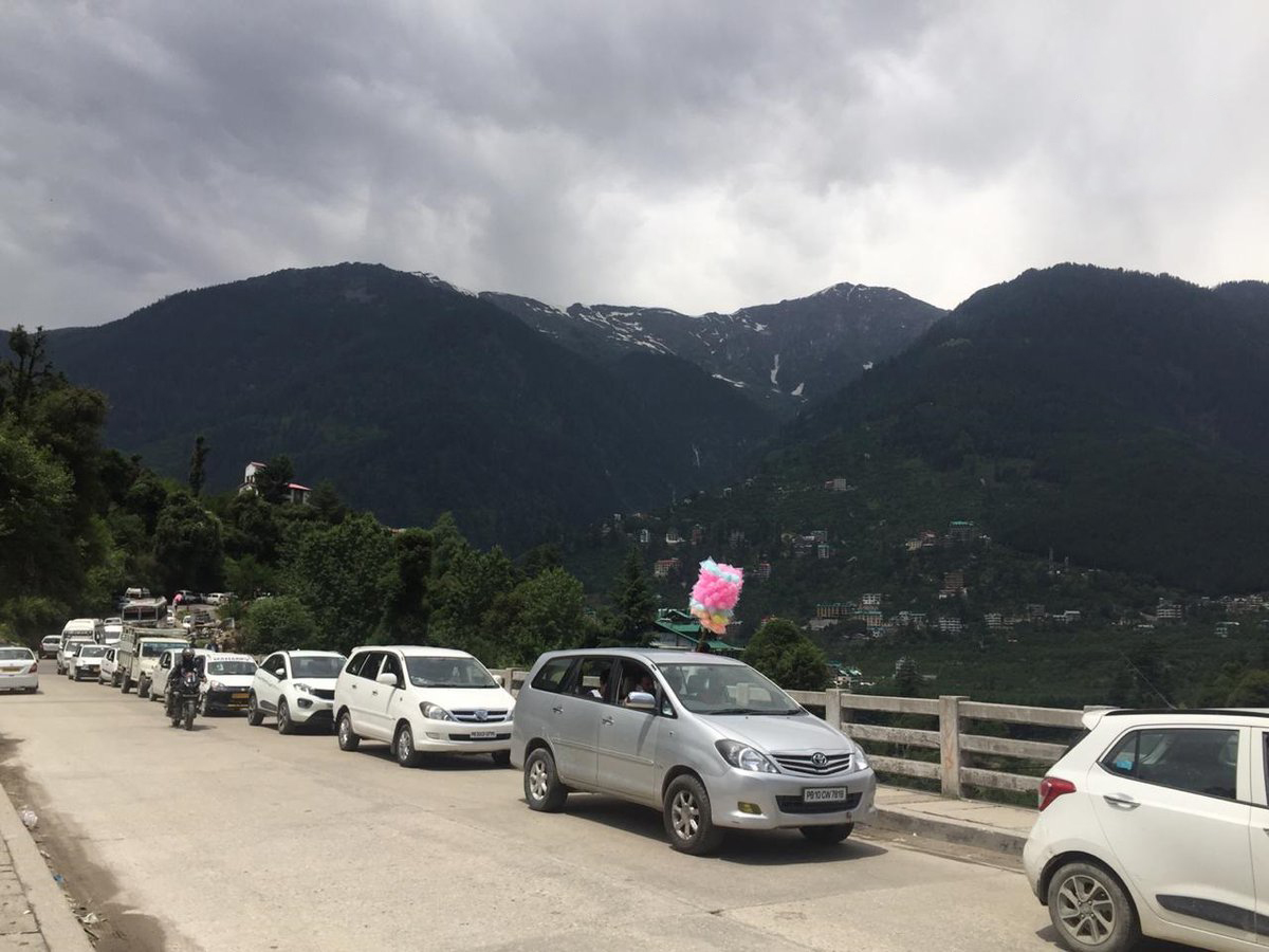 Visuals Of Vehicular Traffic Jam On Leh Manali Highway