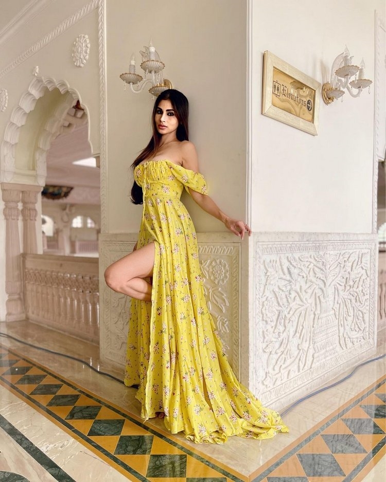 Mouni Roy Latest Photos In Yellow Dress