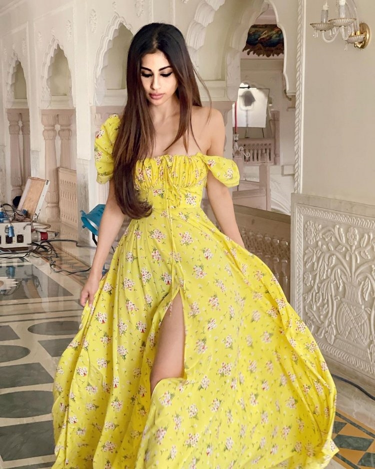 Mouni Roy Latest Photos In Yellow Dress