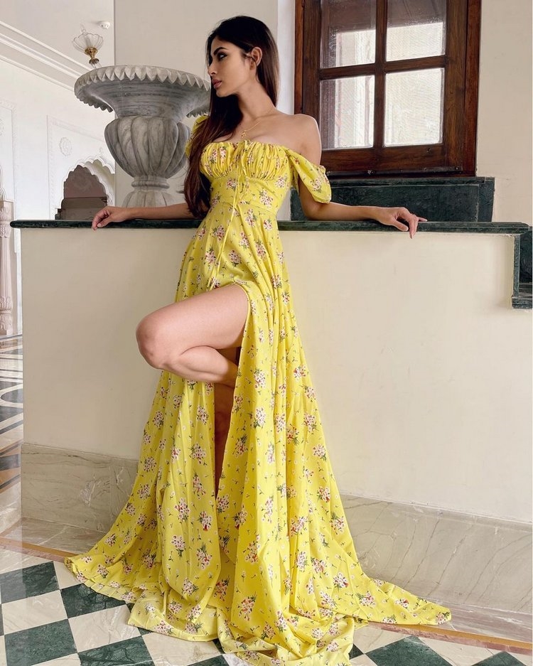Mouni Roy Latest Photos In Yellow Dress