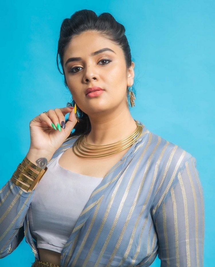 Sreemukhi Hot Photos In Stylish Dress