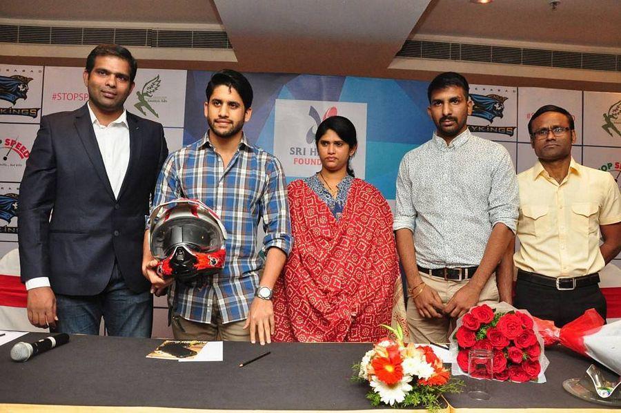 Naga Chaitanya Stills At Sri Harsha Foundation Stop Speed Campaign