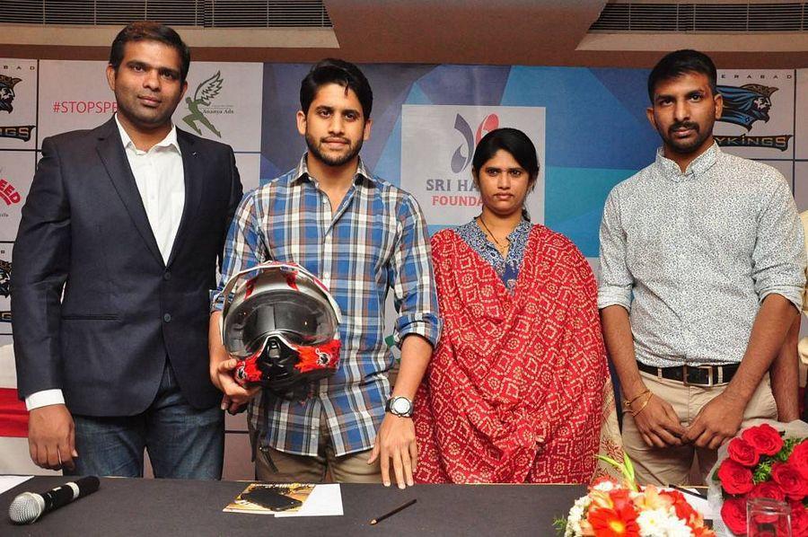 Naga Chaitanya Stills At Sri Harsha Foundation Stop Speed Campaign