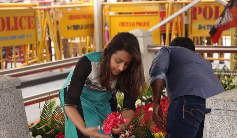 Actress Trisha At Jayalalithaa Memorial Photos