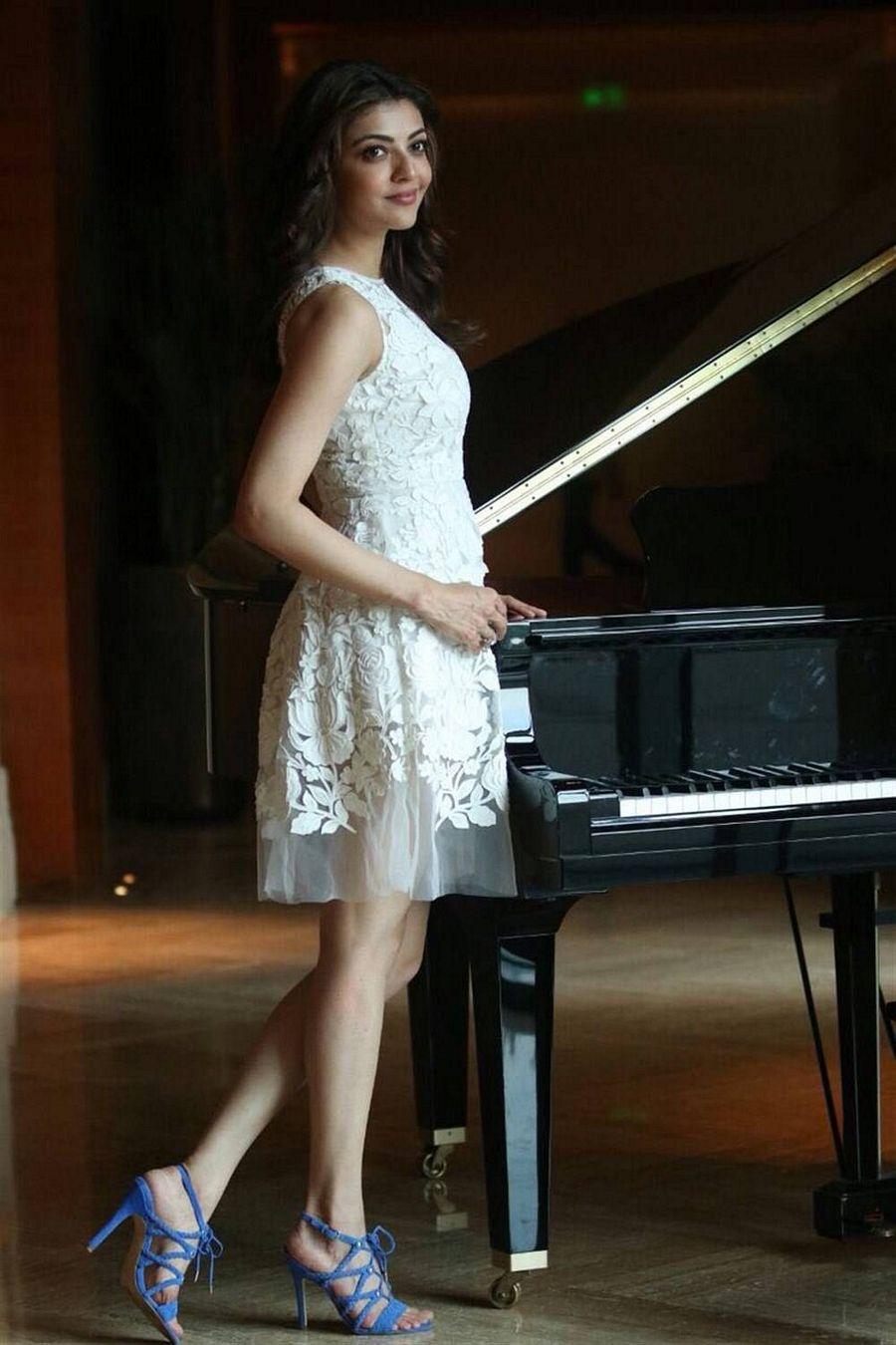 Kajal Aggarwal Photoshoot Stills in White Dress
