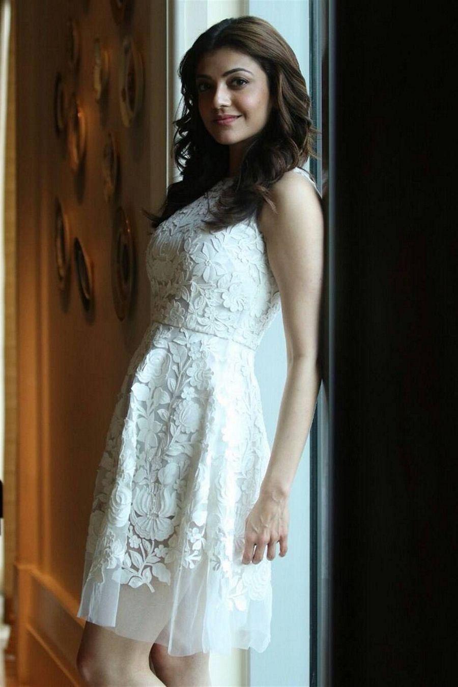 Kajal Aggarwal Photoshoot Stills in White Dress