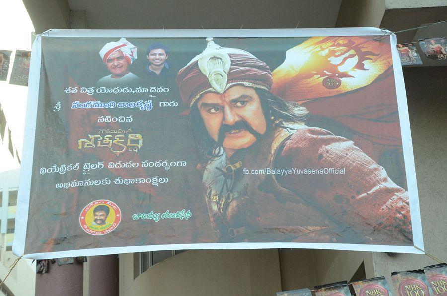 Gautami Putra Sathakarni Trailer Launch Hungama at Bramarambha Theatre