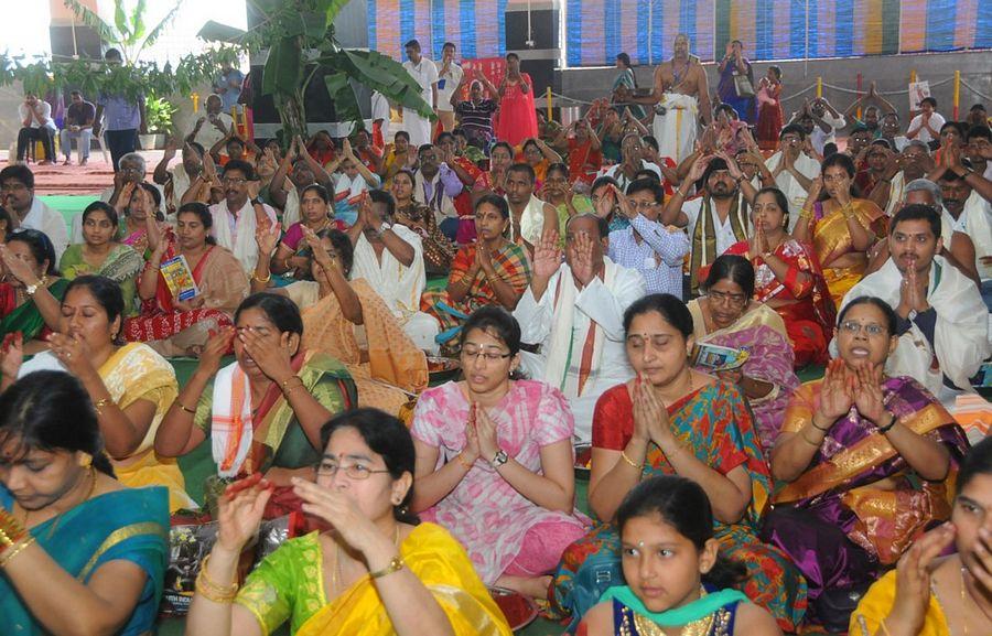 Durga temple decked up for Dasara Photos